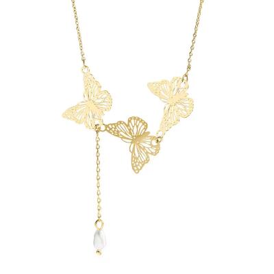 China Durable cold wind collarbone chain. Small cool fashion design titanium steel. Ladies butterfly necklace factory direct sales for sale