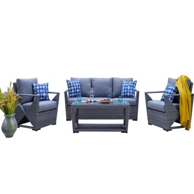 China Weather Resistant Unique Design Aluminum Rattan Furniture High Quality Outdoor Garden Sofa Set for sale