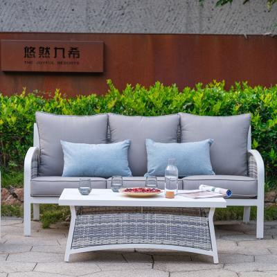 China Weather Resistant Factory Delivery Wicker Sofa Chair Set Patio Couch Hotel Garden Furniture for sale