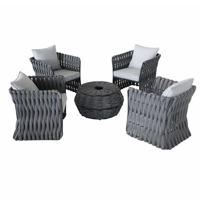 China 2021 UV Resistant Outdoor Rope Furniture Set Hot Selling Deep Seating Sofa Set Commercial Conversation Sofa for sale