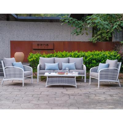 China Gray High Quality For Backyard Weather Resistant Blue Modern Garden Sofa Set Wicker Outdoor Furniture for sale