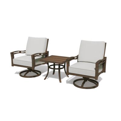 China Powder Coated Hot Sale Outdoor Swivel Rocker Cafe Set For Patio And Garden for sale