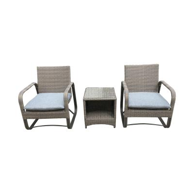 China Weatherproof Outdoor Furniture Sherman 3 piece rocker chair cafe set PE woven wicker seat and back. for sale