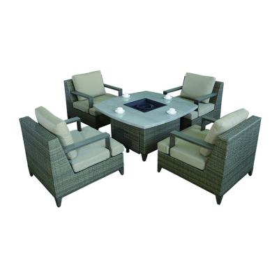 China Hot sale modern outdoor furniture rattan wicker firepit set for patio and garden for sale