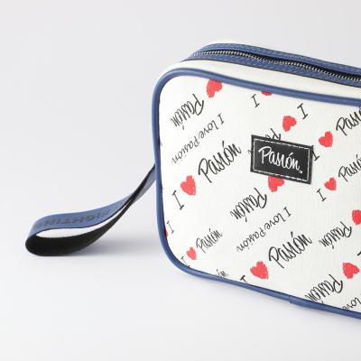 China Custom Makeup Pouch Lady Travel Pouch Light ODM Logo New Fashion Canvas Pouch Fashoion Lovely With Contrast Piping Cosmetic Bag for sale