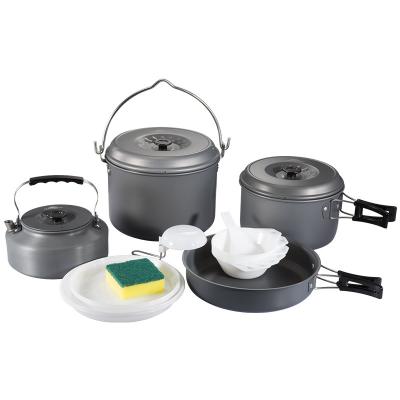 China Sustainable High Quality Portable Cookware Kit Portable Compact Rising Camping Cookware Kit Set for sale