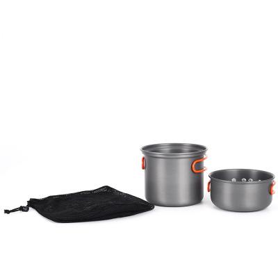 China Sustainable Camping Outdoor Cooking Pots Pans Portable Outdoor Mess Kit Cookware Set Camping Stove Rise and Picnic for sale