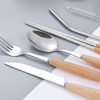 China Viable High End Quality Stainless Steel Chopsticks Soup Spoon Dinnerware Set Knife and Fork 7 Piece Set for sale