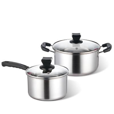 China Sustainable Stainless Steel Pot Kitchenware Pot Set Three Piece Set for sale