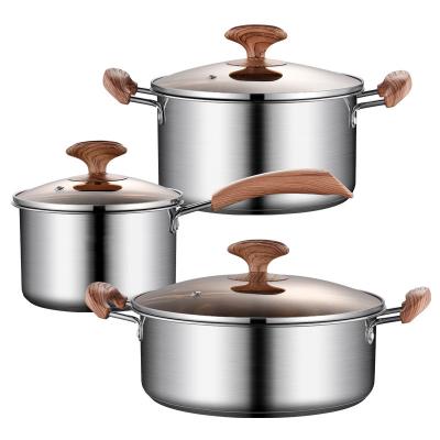 China Hot sale durable kitchen stainless steel pot set cookware set viable cooking cookware set for sale