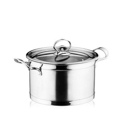 China Sustainable hot sale stainless steel milk pot sauce pan with lidded glass soup cooking pot set with steel handle for sale