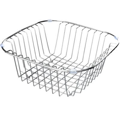 China Metal Rack Sink Dish Drain Storage Rack SS304 Kitchen Sink Drain Strainer Single Viable Packing Basket for sale