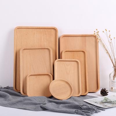 China Wooden Dish Stocked Round Plate Snack Cake Dessert Dinner Serving Dish Kitchenware Dessert Dishes for sale