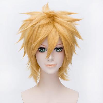 China Silky Straight Short Wave Synthetic Cosplay Wig Anime Yellow Wig for sale