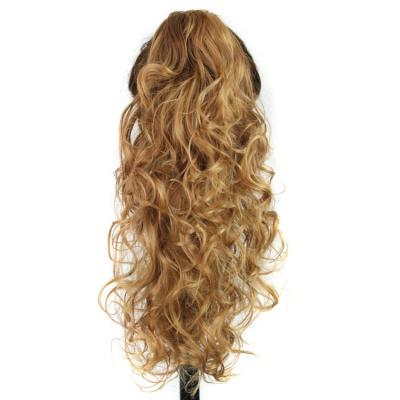 China X-Ring Hair Jaw Fixed Natural Shiny Long Curly Synthetic Ponytail for sale