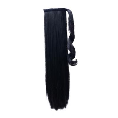 China Straight Black Long X-Ring Hair Synthetic Ponytail Hair Extensions for sale