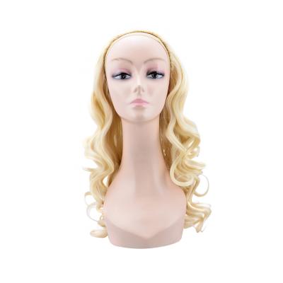 China Regular Wave Synthetic Half Weaves Long Blonde Curly Half Wigs for sale