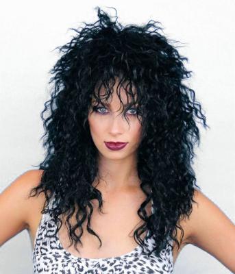 China Rock Star Swinger Wig Synthetic Vintage 80s Curl Classic Wigs for sale