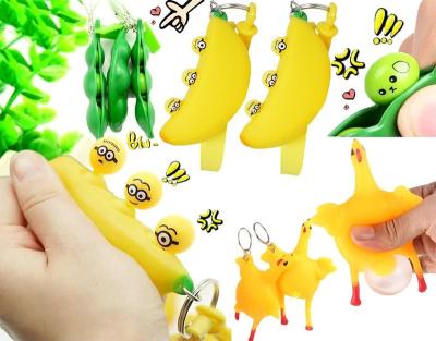 China Stretchy fidgety person toys HUAYI squeeze chicken strings fun duct fidgety person worry novelty banana fidgety snapper chain head single dimple for sale