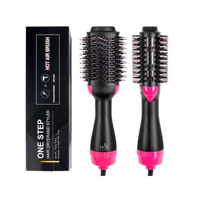 China 4 Ionic in 1 Hot Air Hair Dryer Brush Pink Multifunctional Hair Dryer One Stage Ions Hot and Cold Air Blast Dryer Brush with Comb for sale