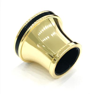 China Classic Gold Color With Black Color Zamak Aluminum Perfume Bottle Caps for sale