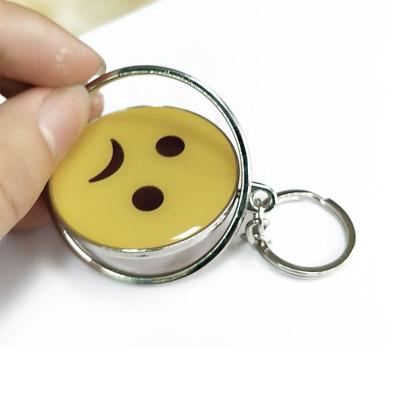 Cina Cerchio su ordinazione sorridente di giallo di Keychains di logo del fronte con metallo ecologico in vendita