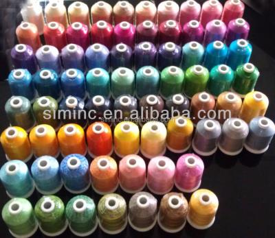 China Chemical-resistant machine embroidery thread 40WT, 1,100yard MINI cones, 61colors/set with plastic box for sale