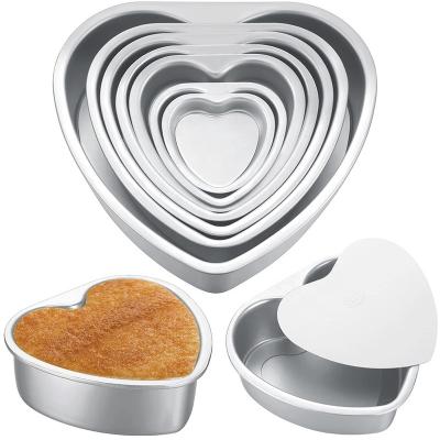 China Amazon Sustainable Hot Selling Non-Stick Baking Aluminum Heart-Shaped Baking Tray Cake Pan Cake Pans for sale