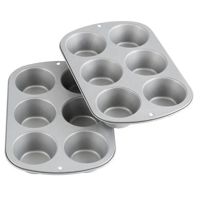 China Viable Hot Selling Muffin Pan 6 Cup Mini Bakeware Non-Stick Molds Cupcake Tray Muffin Cake Pans for sale