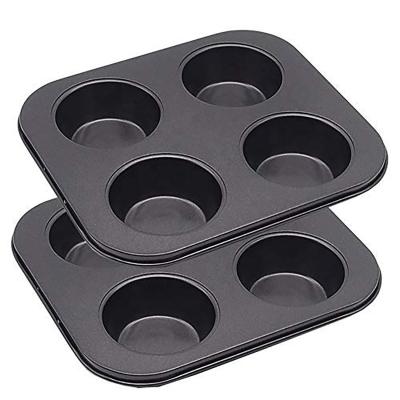 China Viable Hot Selling Square Muffin Tray 4 Cups Muffin Pan With Holes Muffin Pan Pan Set for sale