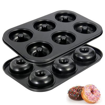 China Sustainable Amazon Hot Selling Bakeware Set 6 Cavity Carbon Steel Cake Molds Mold Sets Donut Pan for sale