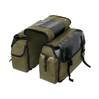 China High Quality Canvas Bicycle Bike Rear Seat Carrier Bag Cycling Double Panniers Bag Pack, 35L Bike Bag Bicycle Panniers Rack 44 x 27 x 15cm for sale