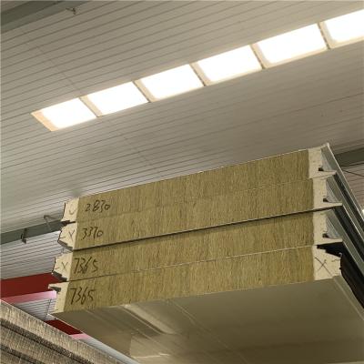 China 100mm Thickness PU Rock Wool Sandwich Panel for Warehouse Wall for sale