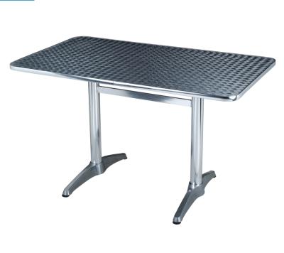 China Leisure Easy Carry Rectangular Adjustable Indoor Living Dining Outdoor Cafe Stainless Steel Aluminum Table for sale