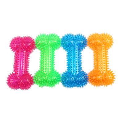 China Hot Selling Viable TPR Pet Bone Shape Spike Toy Dog Chew Spiky Squeaky Toy Interactive Squeaker for sale