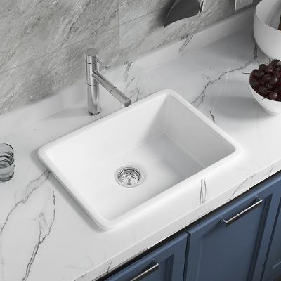 China Without faucet new design above single counter bowl famhouse white ceramic kitchen sink for sale