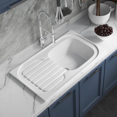 China Without Faucet Modern Cabinet Single Bowl Farmhouse Hidden Ceramic Kitchen Sink With Drainer for sale