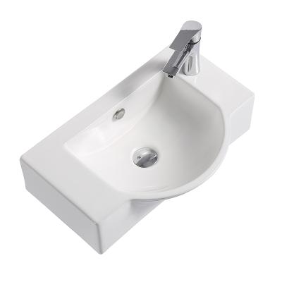 China Modern Sanitary Ware Round Bowl Integrated Ceramic Bathroom Wall Hung Wash Basin for sale