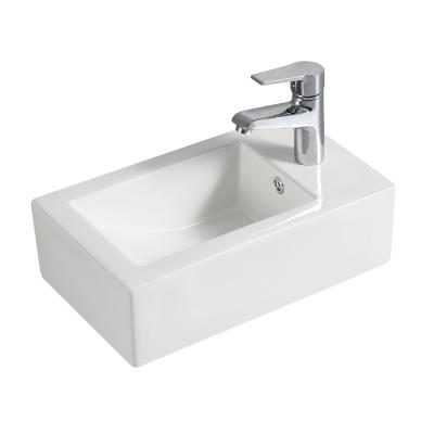 China New Design Modern Simple Bowl Ceramic One Piece Bathroom Wall Hung Basin for sale