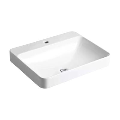 China Modern American Rectangle Drop In Ceramic Bathroom Vanity Sink For Countertops for sale