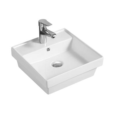 China Modern New Design White Ceramic Drop In Inset Bathroom Cabinet Wash Basin for sale