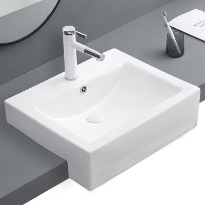 China Chaozhou Modern Cabinet Over Counter Sink Semi Recessed Vessel Basin Bathroom for sale