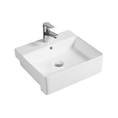 China Modern Single Hole Semi Recessed Ceramic Sink Vanity Hand Wash Basins Bathroom for sale