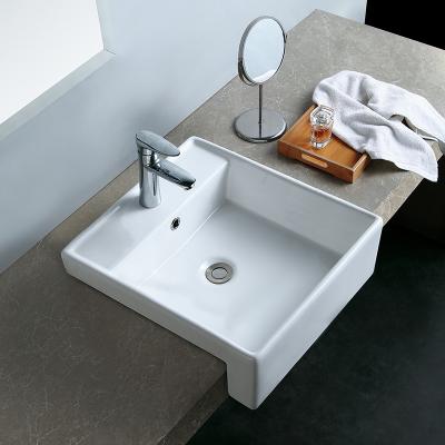 China Small Modern Square Bathroom Countertop Ceramic Art Sink Washing Basin for sale