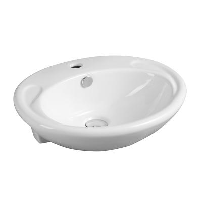 China Easy Clean Round Bathroom Sink Semi Inset Design Ceramic Vanity Wash Basin for sale