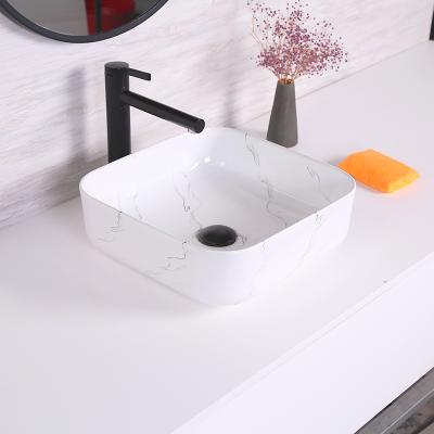 China Modern Straightness Good Design New Square Color Above Counter Bathroom Ceramic Wash Basin for sale