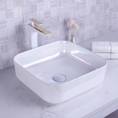 China Modern Shine Color Ceramic Art Basin Bath Room Top Mount Fancy Sink for sale