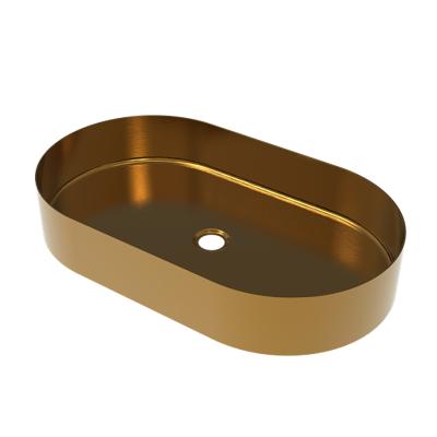 China Modern Large Size Countertop Bathroom Stainless Steel Sink Gold Handmade Wash Basin for sale