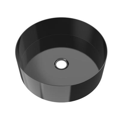 China Modern Single Bowl Round Bathroom Sink Black Countertop Stainless Steel Basin for sale