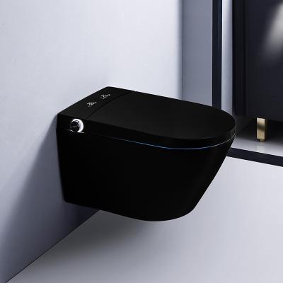 China Modern Seat Automatic Operation Heating Black Ceramic Automatic Wc Intelligent Bidet Smart Wall Hung Toilet for sale